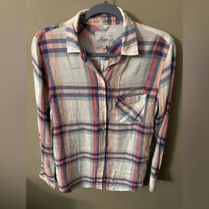 Rails Charli Plaid Button Down Shirt XS White Melon Sage